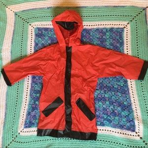Kids Rain Jacket 3T Red Black Boys Girls Hooded